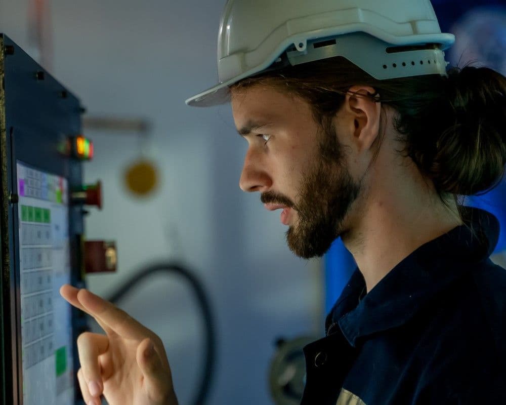 ingeniero revisando instalaciones electricas y consumo como parte del mantenimiento de eficiencia energetica.jpg